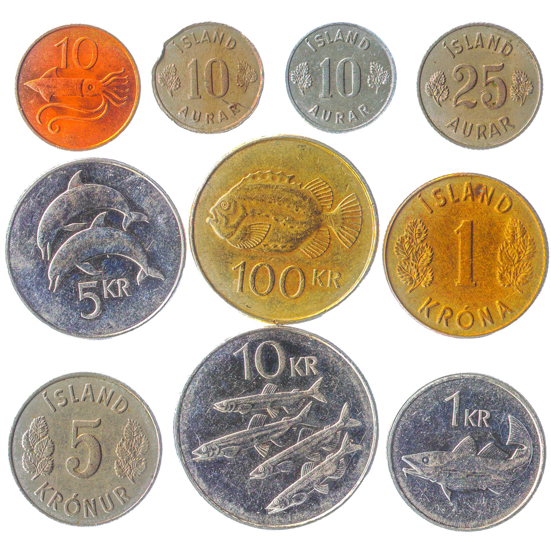 Mixed Iceland Coins | Scandinavian Island | Icelander Money | Aurar Kr