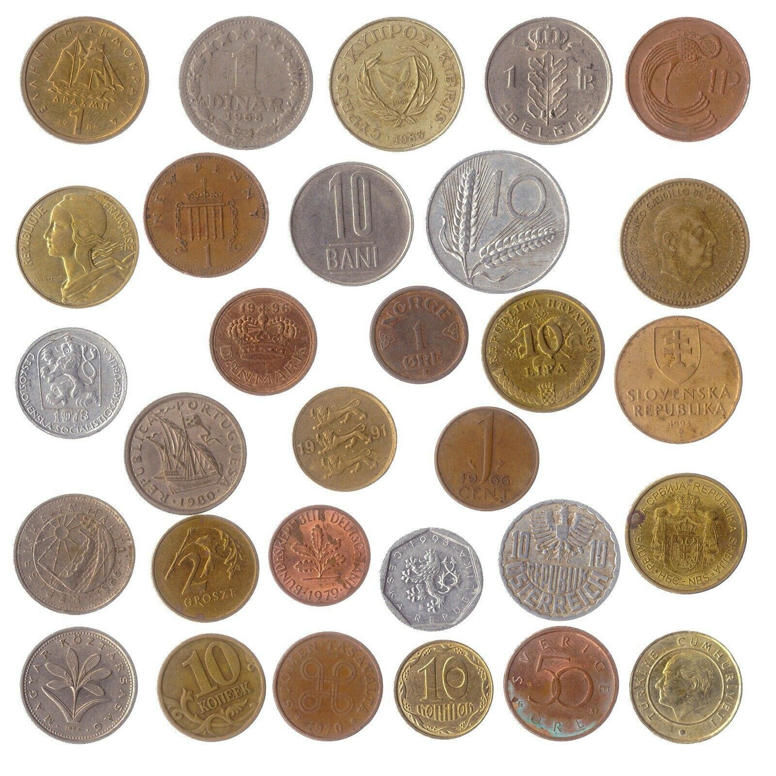 Mixed Europe Coins From European Countries Including Non Existent Valuable Collectible Currency