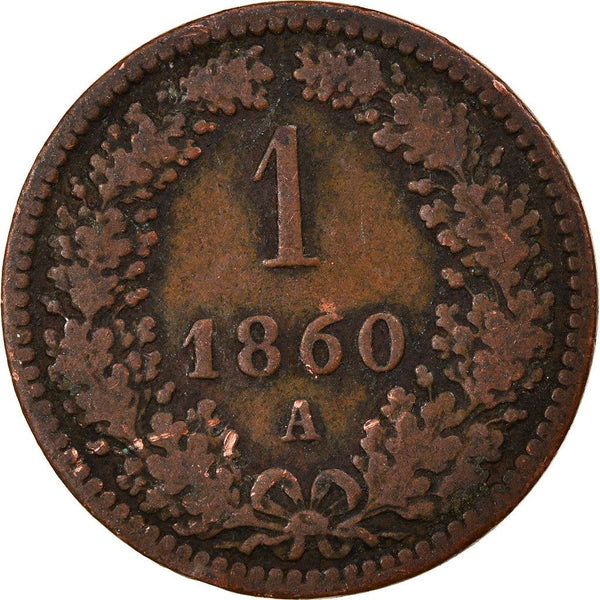 Austrian Empire | 1 Kreuzer Coin | Oak Wreath | Imperial Eagle | Km:2186 | 1858 - 1881