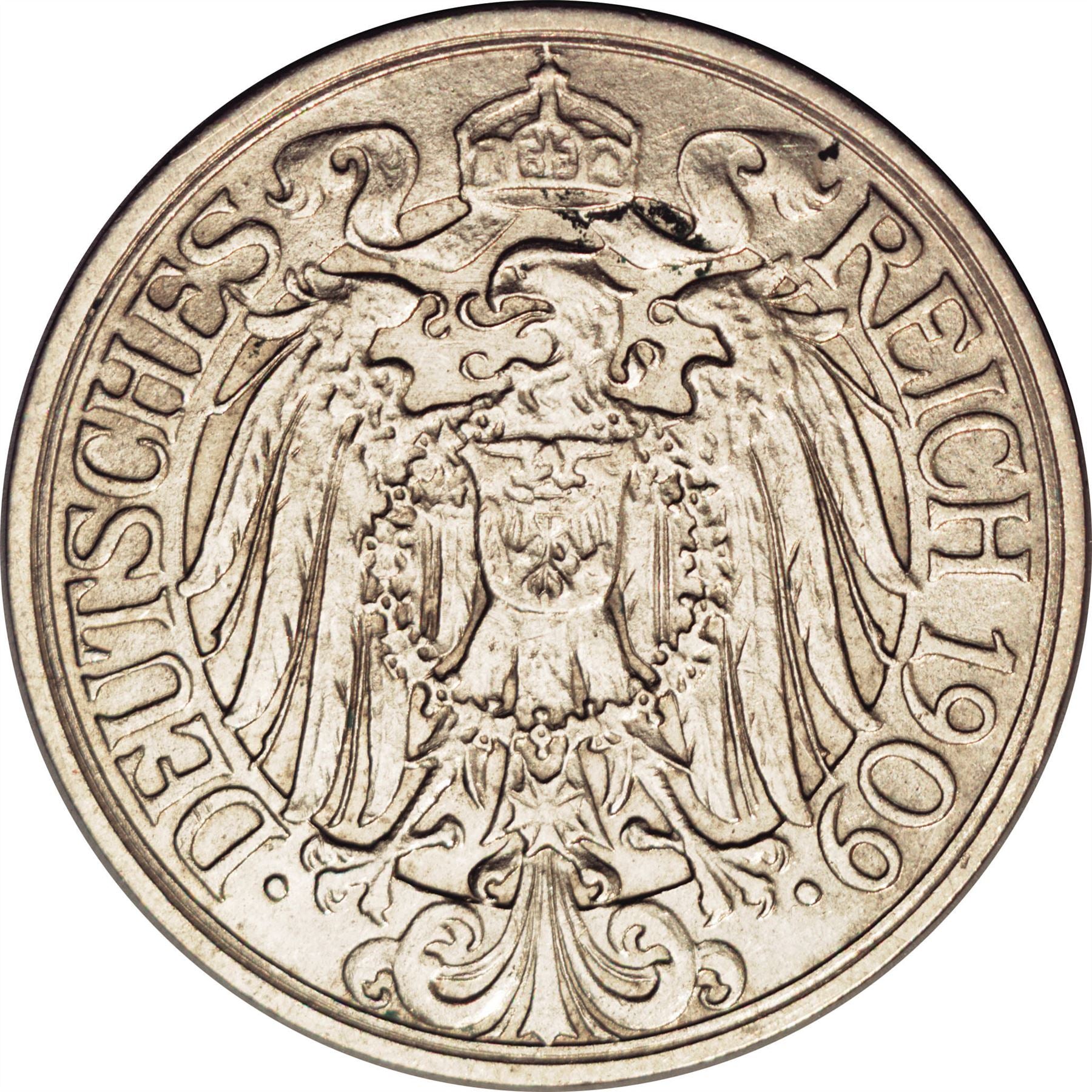 German Empire 25 Pfennig Coin | Deutsches Reich | Wilhelm II | KM18 | 1909 - 1912