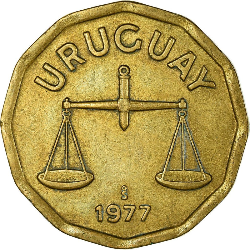 Uruguay Coin 	Uruguayan 50 Centésimos | Roman Scale | KM68 | 1976 - 1981