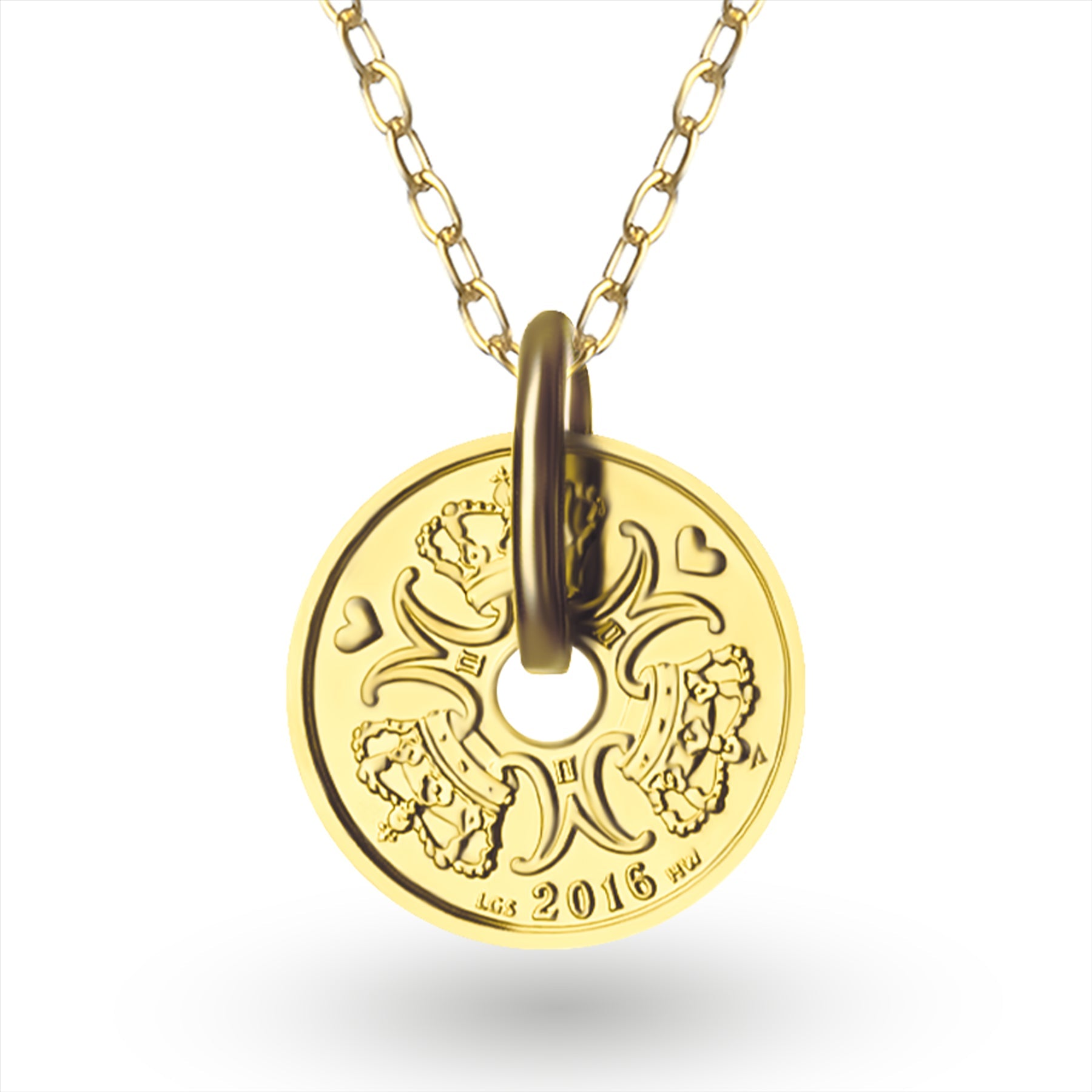 24K Gold Plated Genuine Danish 1 Krone Coin Necklace | Medallion | 1992 - 2023