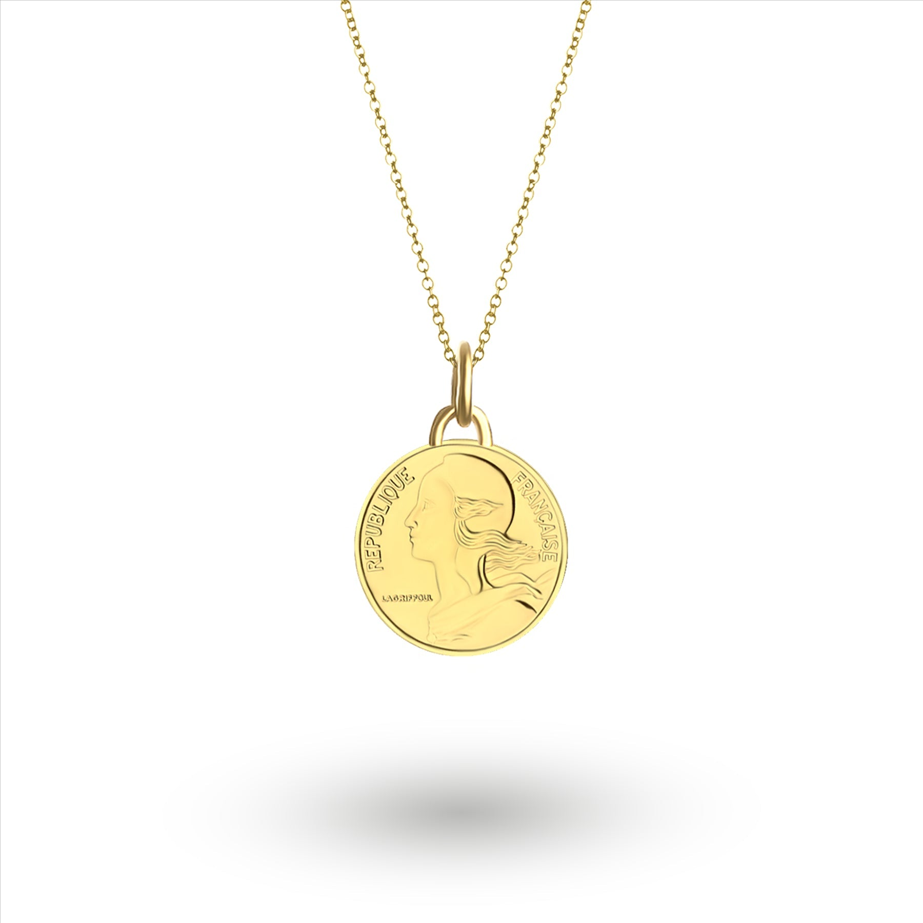 24K Gold Plated Genuine French 10 Centimes Coin Necklace | Medallion | 1966 - 2001