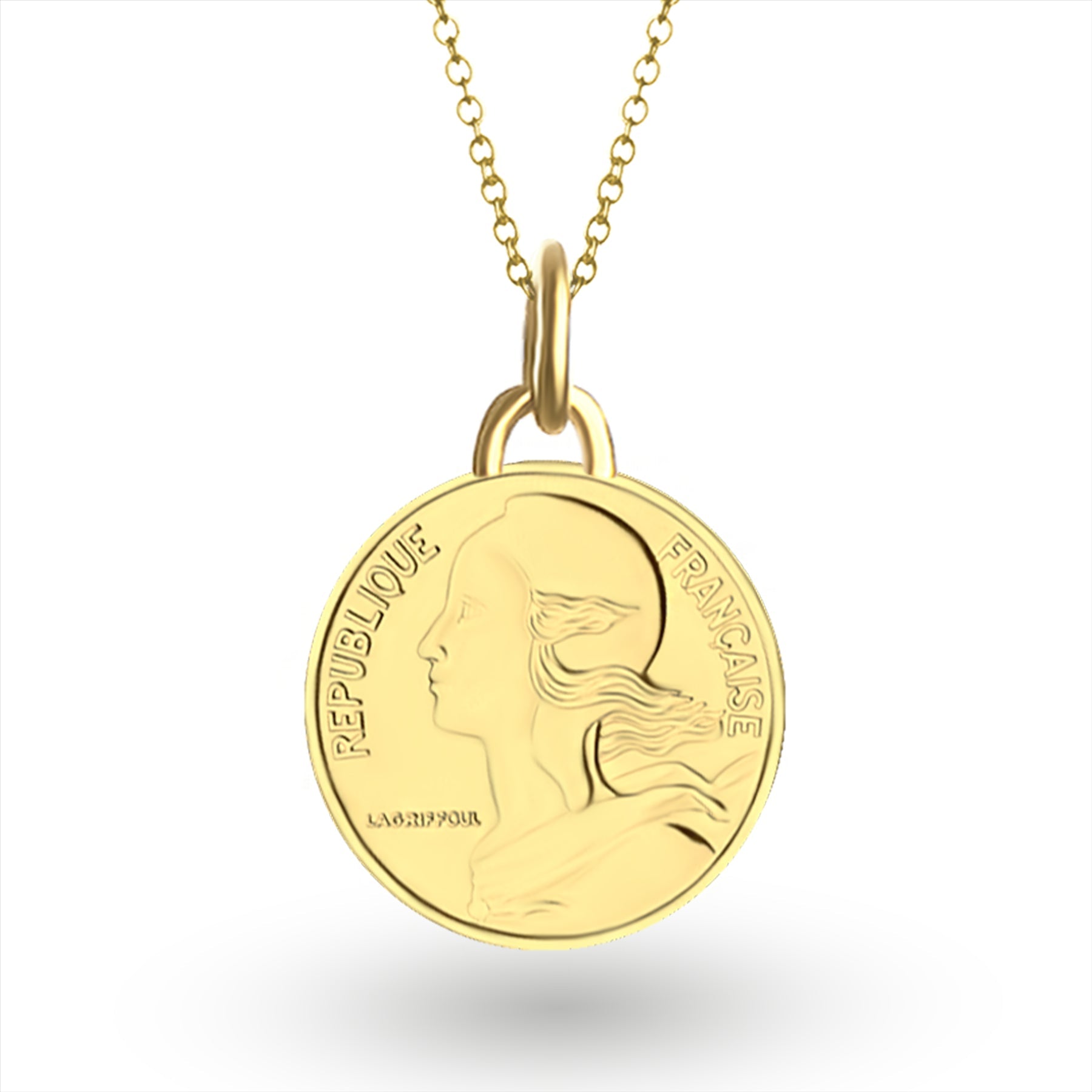 24K Gold Plated Genuine French 10 Centimes Coin Necklace | Medallion | 1966 - 2001