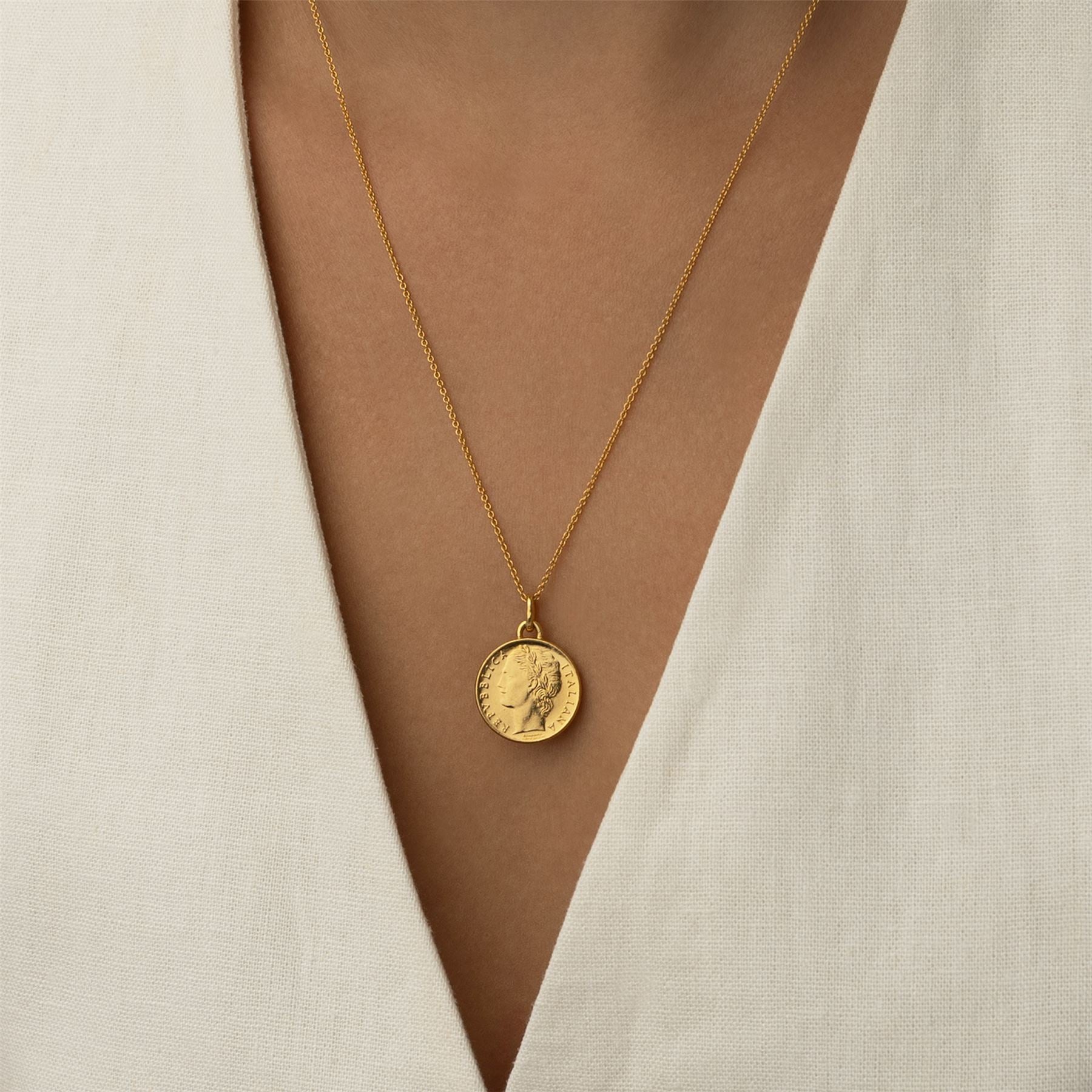 24K Gold Plated Genuine Italian 100 Lira Coin Medallion | Necklace | 1990 - 1992