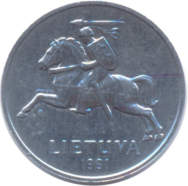 Lithuania Coin Lithuanian 2 Centai | Vytis | Horse | Knight | KM86 | 1991