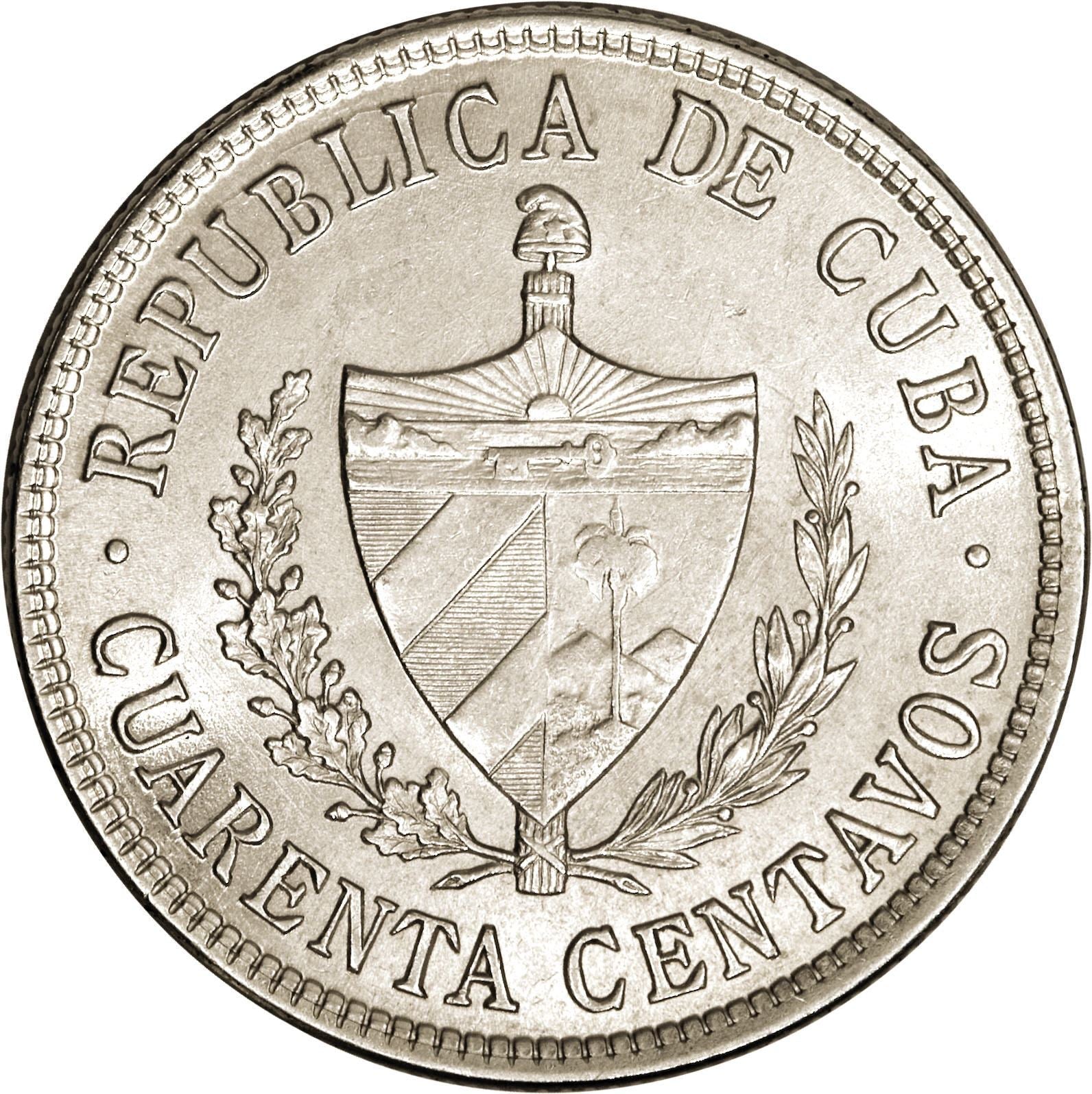 40 Centavos Coin | Silver | Km:14 | 1915 - 1920