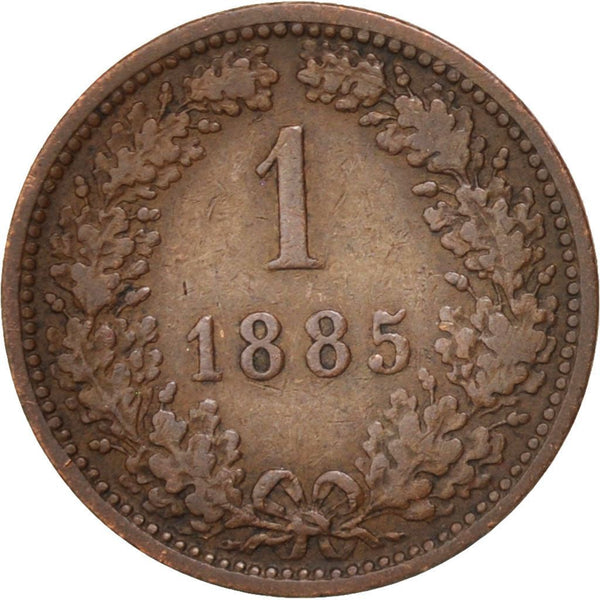 Austrian Empire | 1 Kreuzer Coin | Oak Wreath | Imperial Eagle | Km:2187 | 1885 - 1891