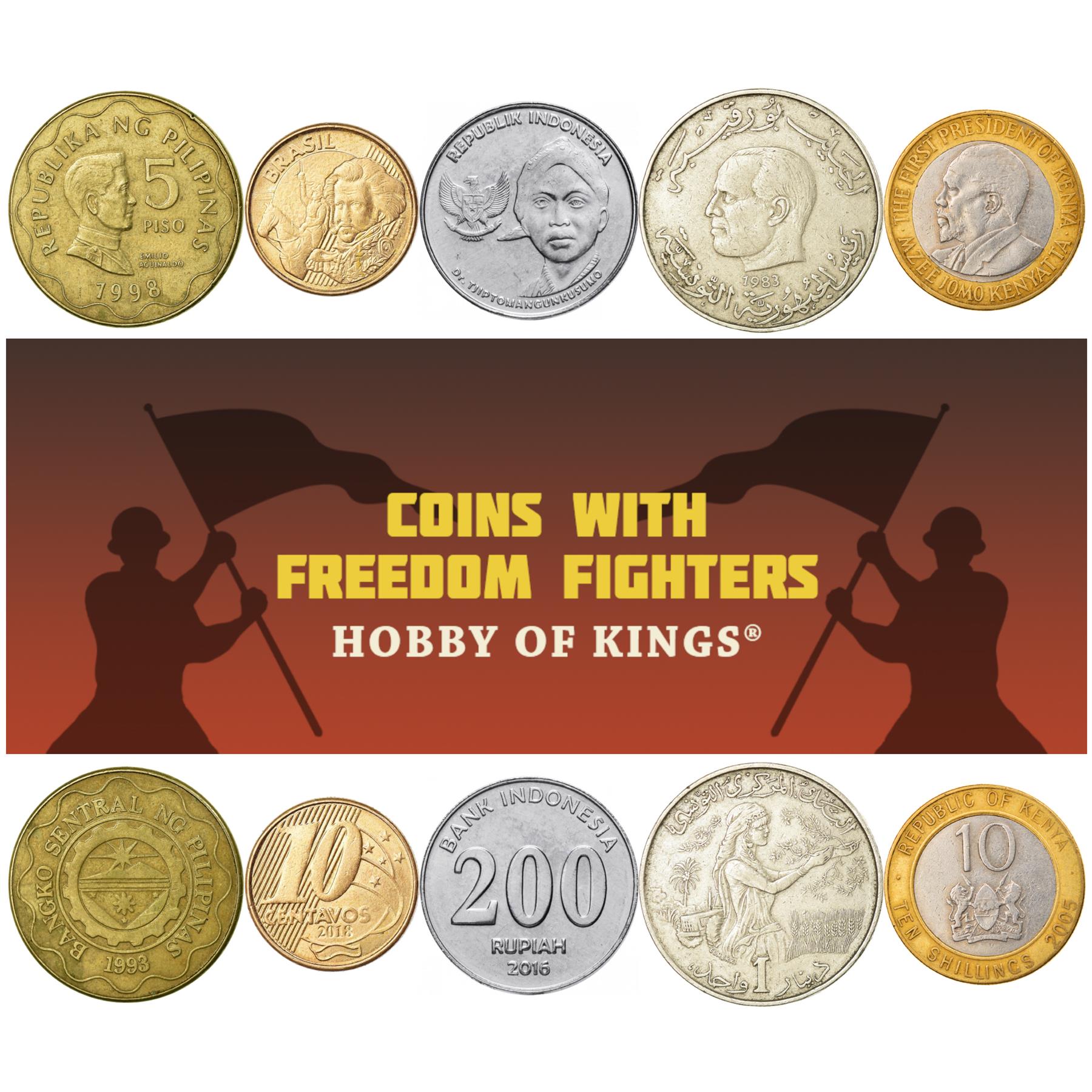 5 Coin Collection | Freedom Fighters Against European Empires | Nationalist | Independence | Colony | Activist | Nation | Revolution | Hero