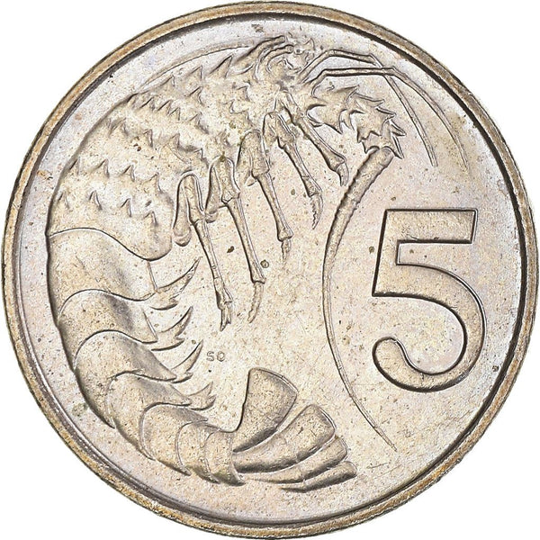 Cayman Islands | 5 Cents Coin | Crayfish | Elizabeth II | Km:88A | 1992 - 1996