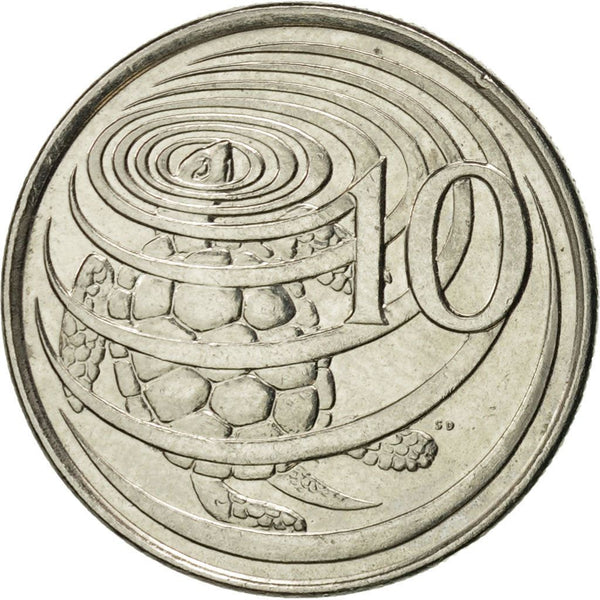 Cayman Islands | 10 Cents Coin | Green Turtle | Elizabeth II | Km:89A | 1992 - 1996