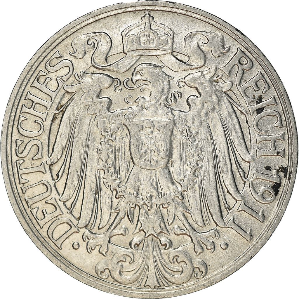 German Empire 25 Pfennig Coin | Deutsches Reich | Wilhelm II | KM18 | 1909 - 1912