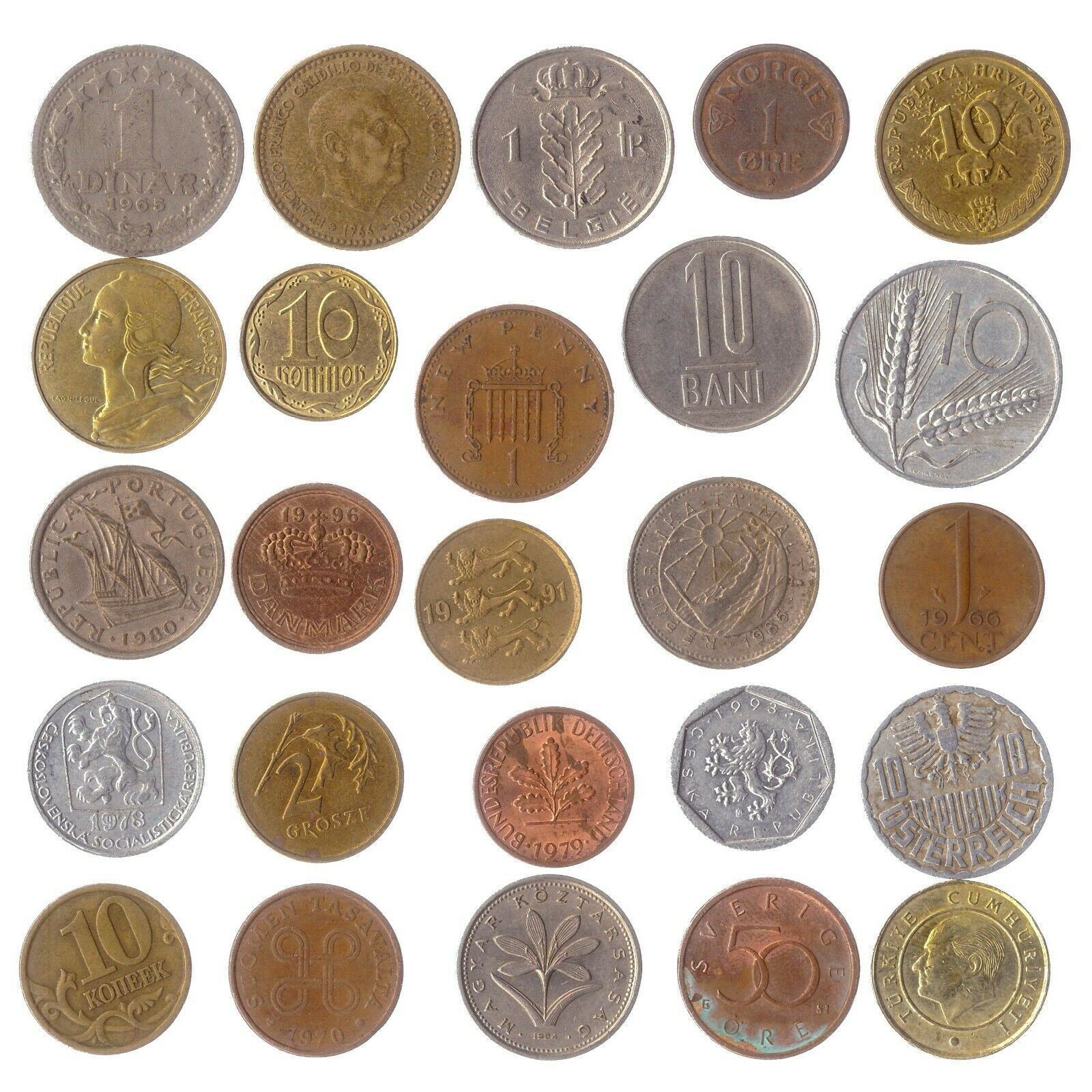 Mixed Europe Coins From European Countries Including Non Existent Valuable Collectible Currency