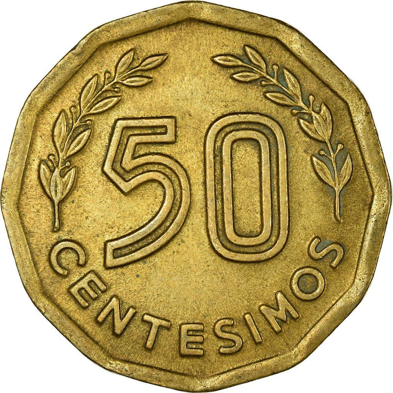 Uruguay Coin 	Uruguayan 50 Centésimos | Roman Scale | KM68 | 1976 - 1981