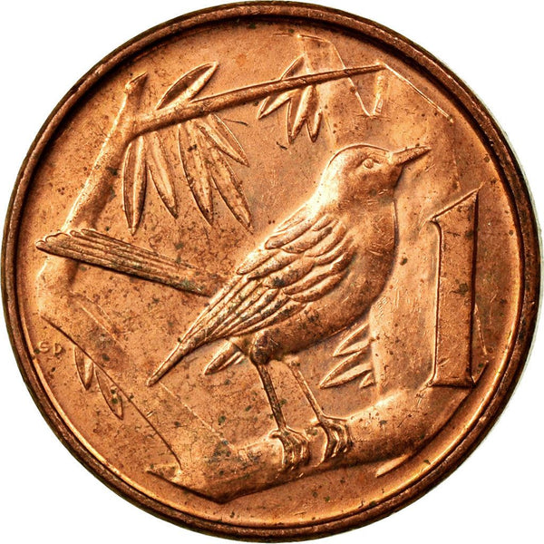 Cayman Islands | 1 Cent Coin | Grand Cayman Thrush | Elizabeth II | Km:131 | 1999 - 2019