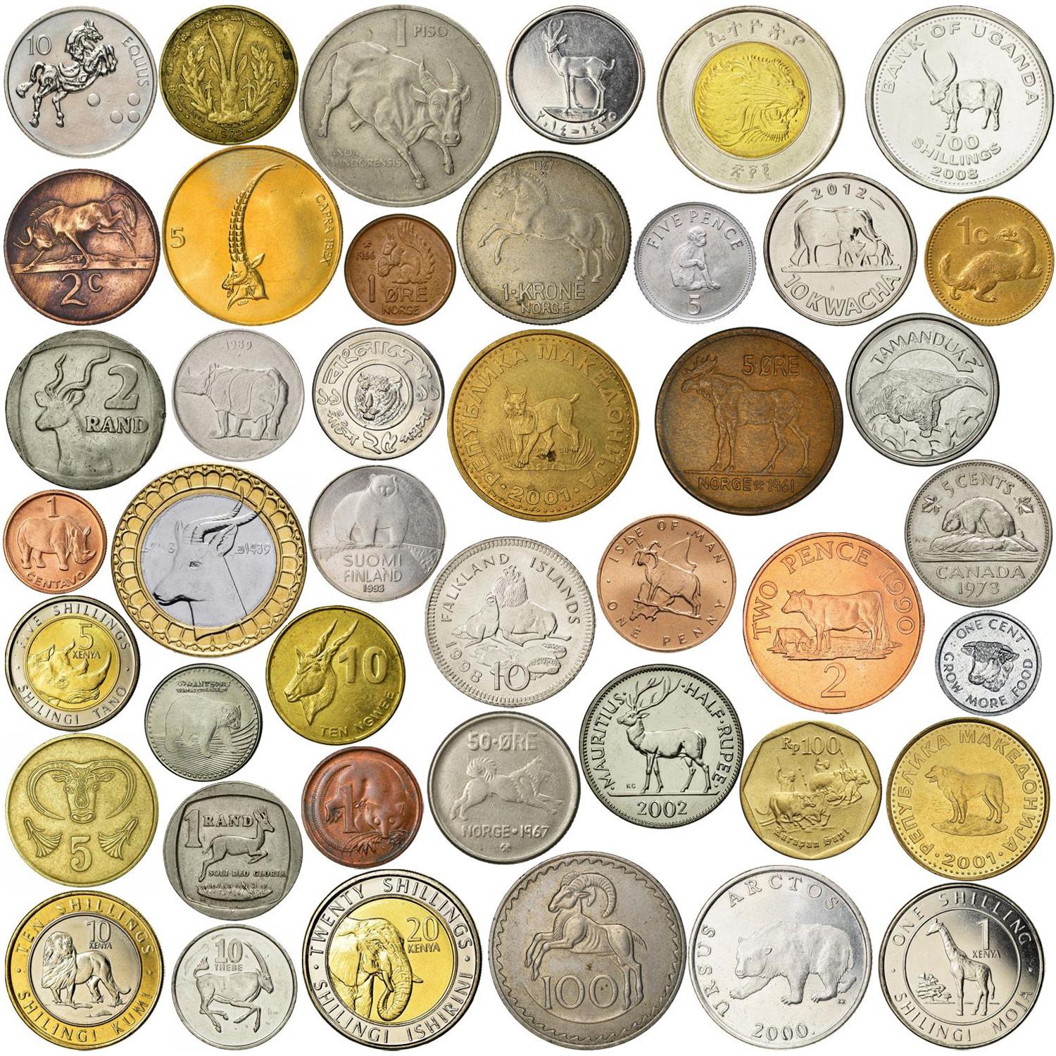 Coins With Different Mammals | Dogs, Cats, Bulls, Horses, Lions, Rhinos, Elephants and More