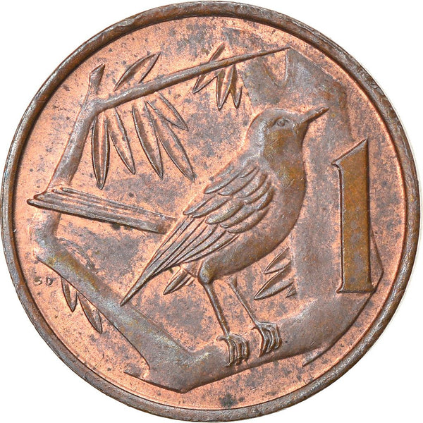 Cayman Islands | 1 Cent Coin | Grand Cayman Thrush | Elizabeth II | Km:1 | 1972 - 1986