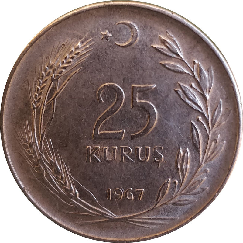 Turkey | 25 Kuruş Coin | KM892.3| 1960 - 1966