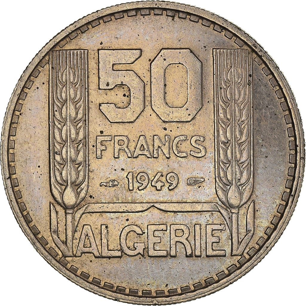 Algeria 50 Francs Coin | Marrianne | Phrygian Cap | KM92 | 1949