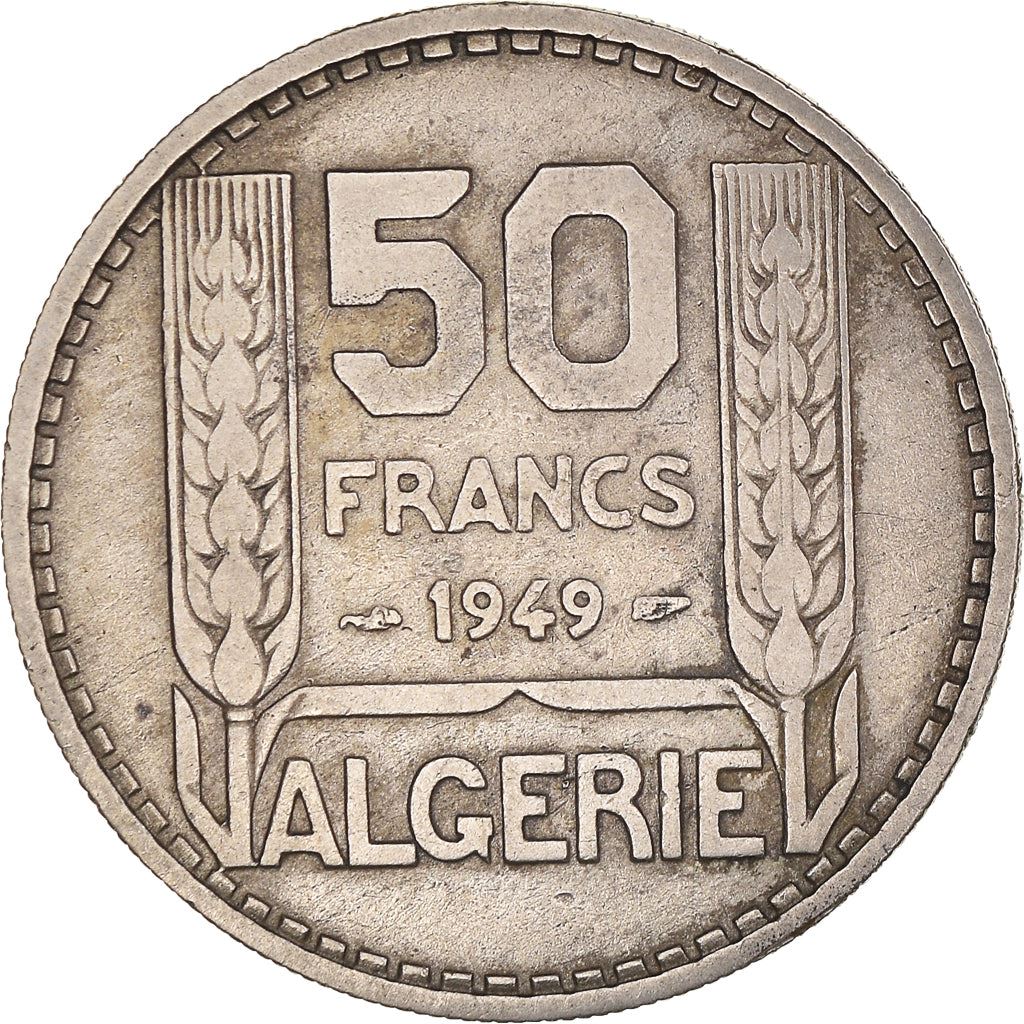 Algeria 50 Francs Coin | Marrianne | Phrygian Cap | KM92 | 1949