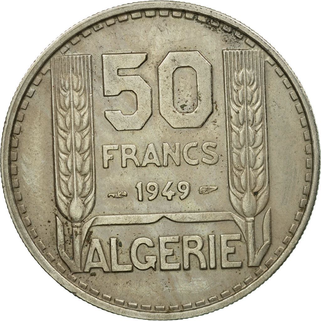 Algeria 50 Francs Coin | Marrianne | Phrygian Cap | KM92 | 1949