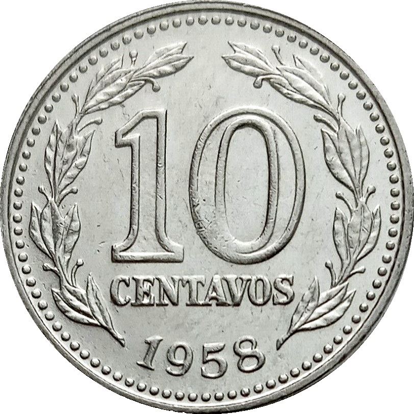 Argentina 10 Centavos Coin | Phrygian cap | KM54 | 1957 - 1959