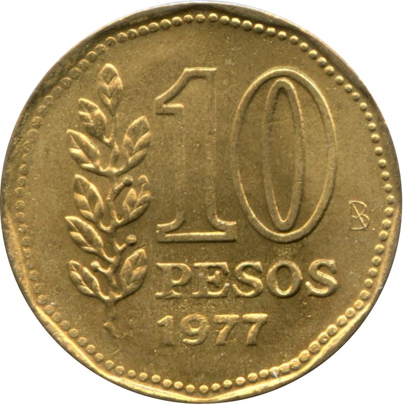 Argentina 10 Pesos Coin | Admiral G. Brown | KM74 | 1977