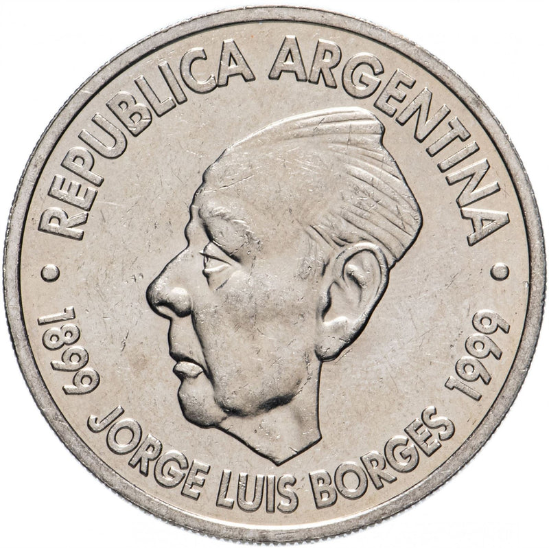 Argentina 2 Pesos Coin | Jorge Luis Borges | Labyrinth | 1999