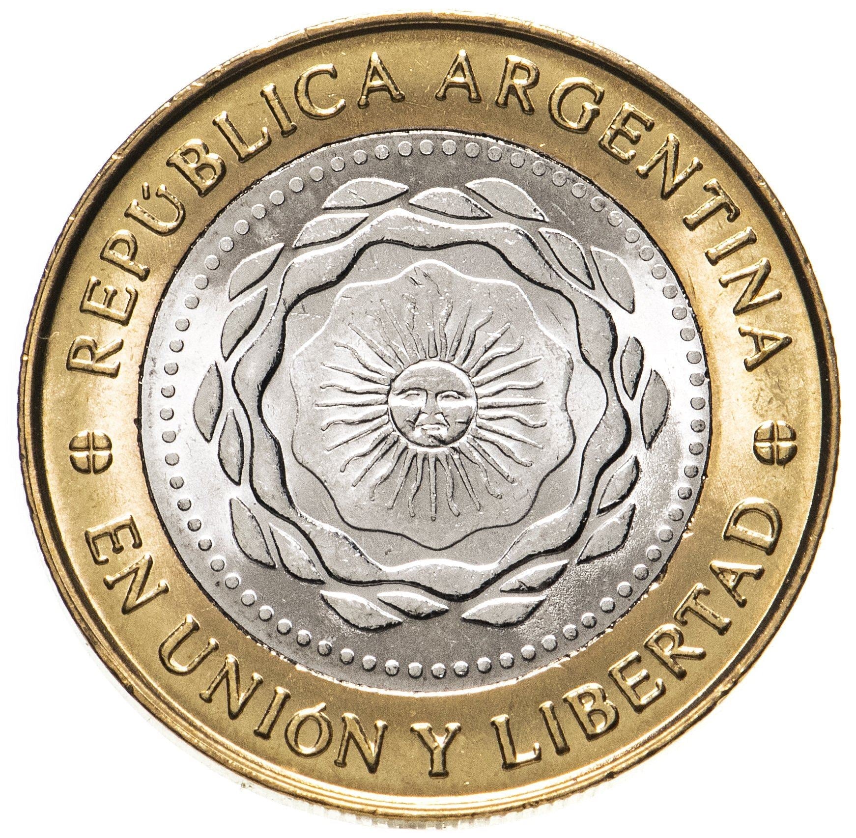 Argentina 2 Pesos | May Revolution | Bicentenario Logo Coin | KM165 | 2010 - 2016