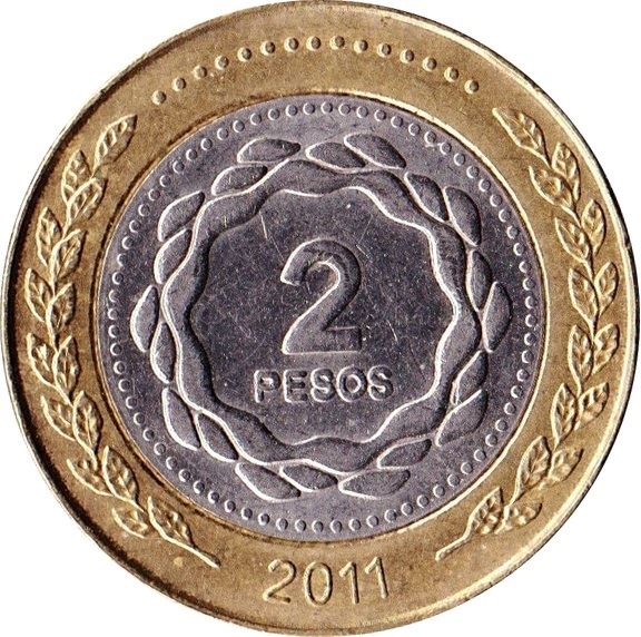 Argentina 2 Pesos | May Revolution | Bicentenario Logo Coin | KM165 | 2010 - 2016