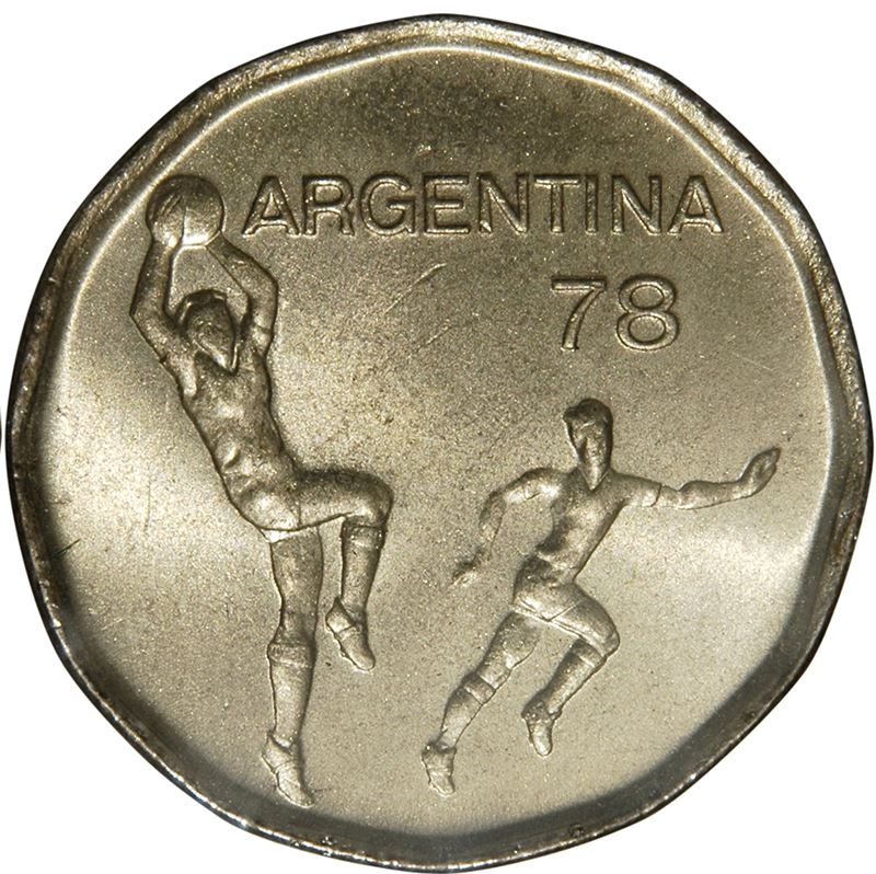 Argentina | 20 Pesos Coin | Soccer Players | Soccer Ball | 1977 - 1978