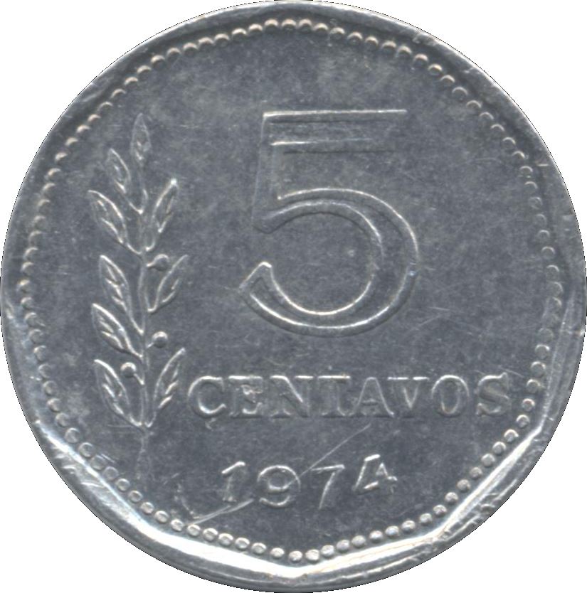 Argentina 5 Centavos Coin | Oudine | Phrygian cap | KM65 | 1970 - 1975