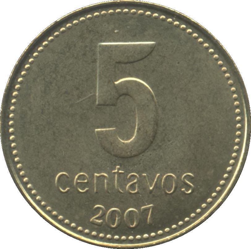 Argentina 5 Centavos | Smiling Sun | Argentina Emblem Coin | KM109b | 2006 - 2011