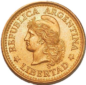 Argentina 50 Centavos Coin | Oudine | Phrygian cap | KM68 | 1970 - 1976