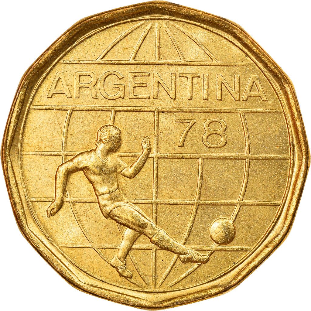 Argentina 50 Pesos Coin | Soccer | Ball | Globe | 1977 - 1978