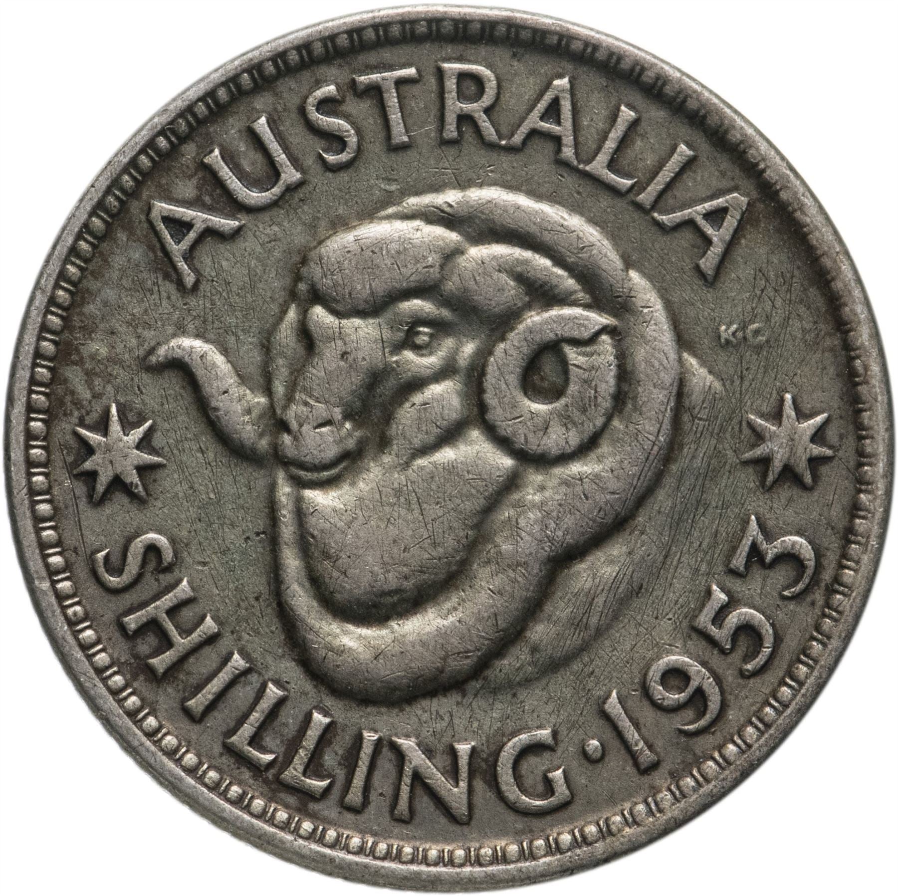 Australia | 1 Shilling Coin | Elizabeth II | Ram | KM53 | 1953 - 1954