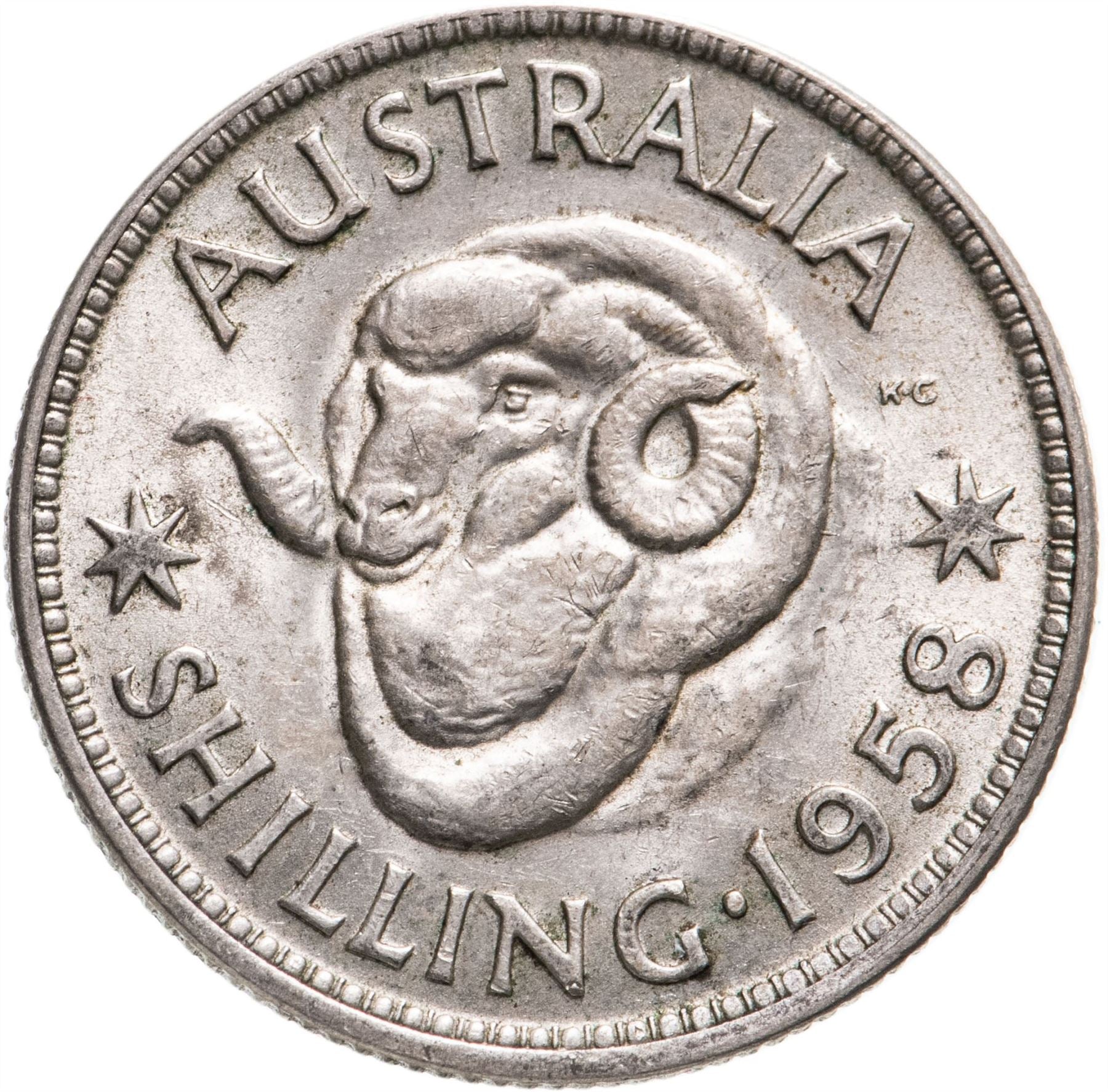 Australia | 1 Shilling Coin | Elizabeth II | Ram | KM59 | 1955 - 1963