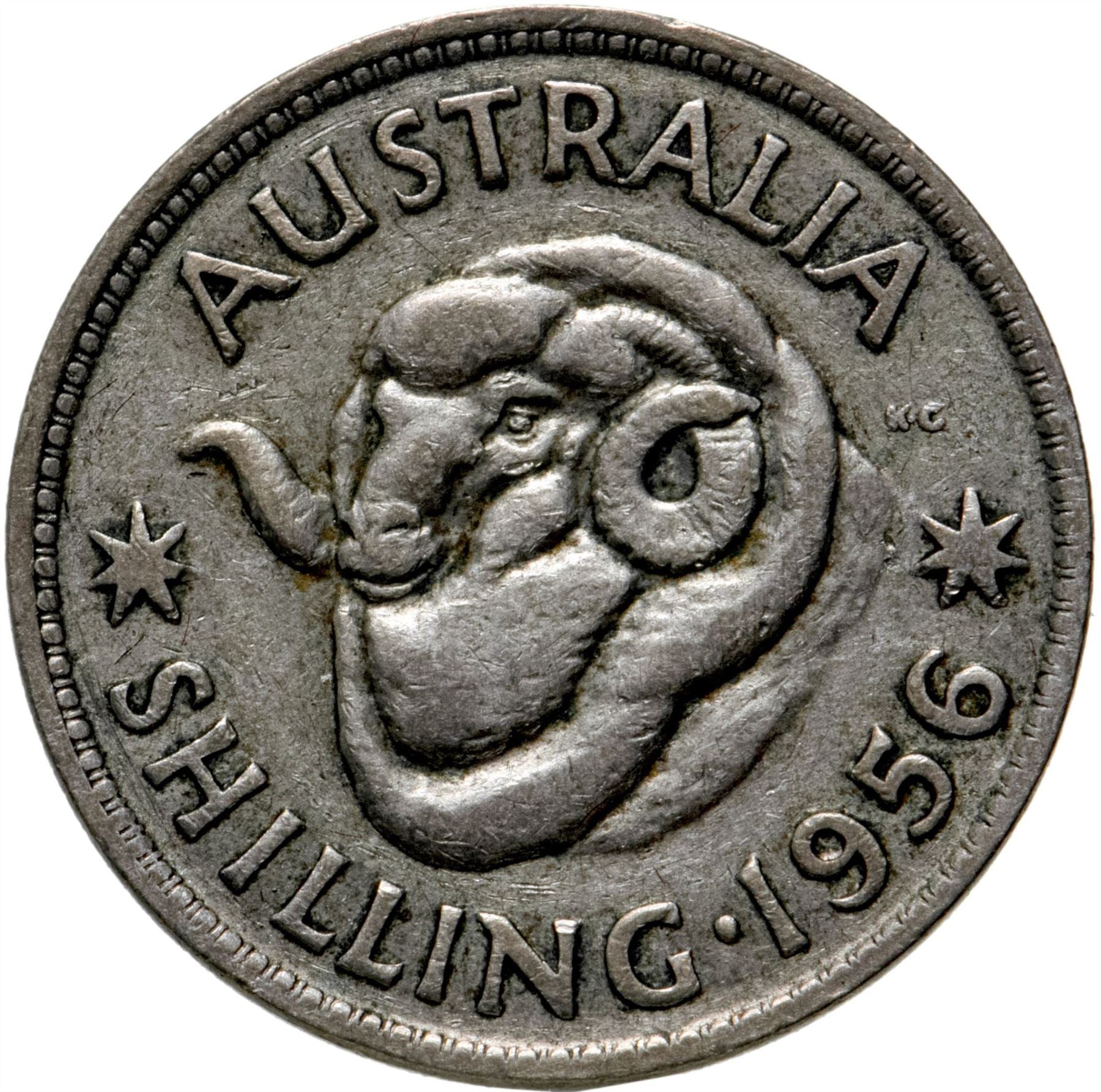 Australia | 1 Shilling Coin | Elizabeth II | Ram | KM59 | 1955 - 1963