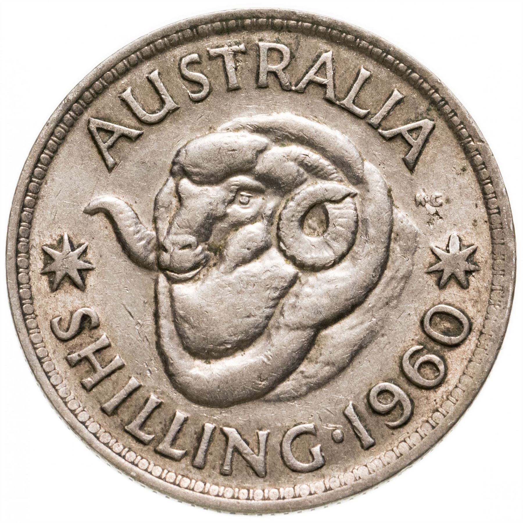 Australia | 1 Shilling Coin | Elizabeth II | Ram | KM59 | 1955 - 1963