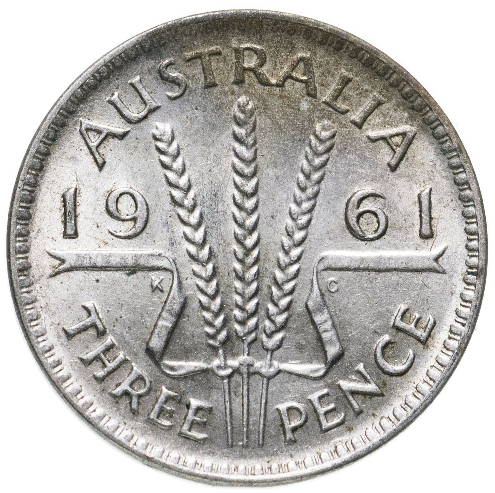 Australia | 3 Pence Coin | Elizabeth II | Wheat Stalk | KM57 | 1955 - 1964