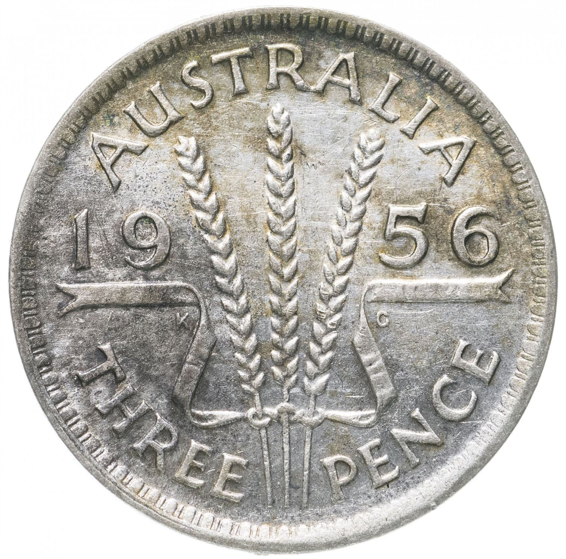 Australia | 3 Pence Coin | Elizabeth II | Wheat Stalk | KM57 | 1955 - 1964