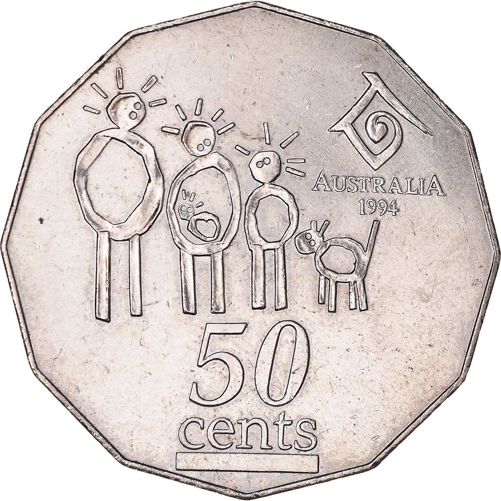 Australia | 50 Cents Coin | Elizabeth II | Family Year | Child Drawing | KM257 | 1994