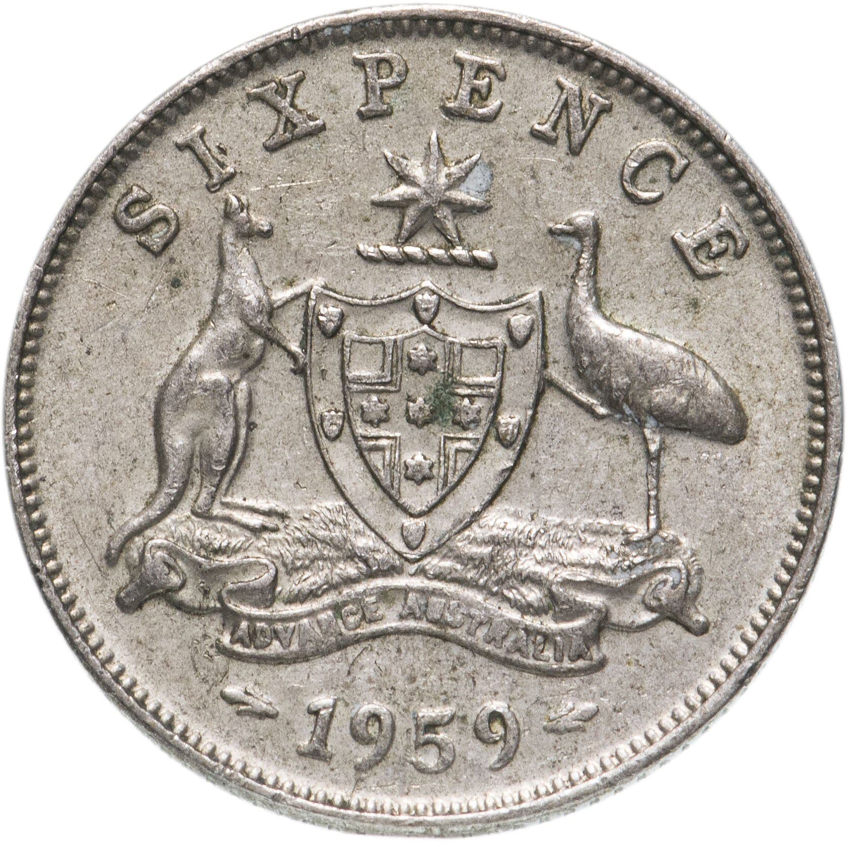 Australia | 6 Pence Coin | Elizabeth II | KM58 | 1955 - 1963