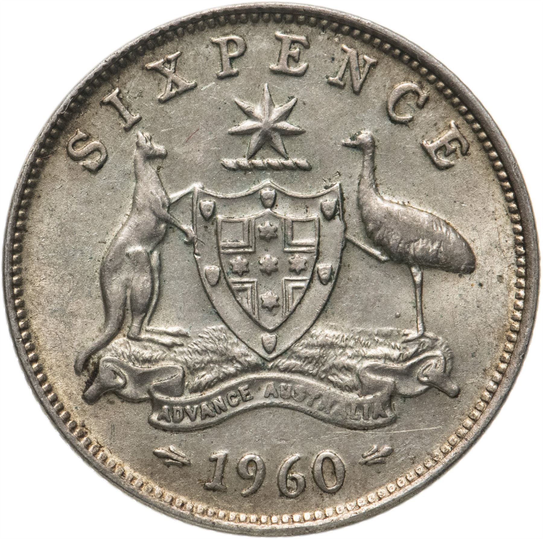 Australia | 6 Pence Coin | Elizabeth II | KM58 | 1955 - 1963