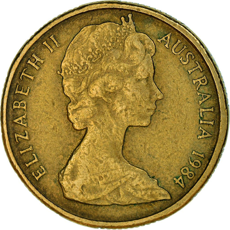 Australia Coin 1 Dollar Elizabeth II Kangaroos KM77 1984