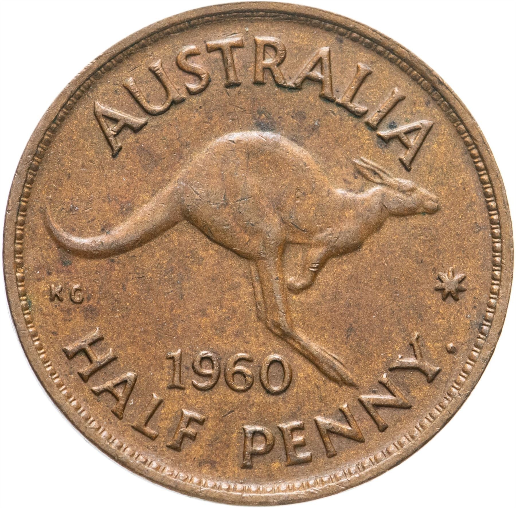 Australia Coin | 1/2 Penny | Elizabeth II | Kangaroo | KM61 | 1959 - 1964