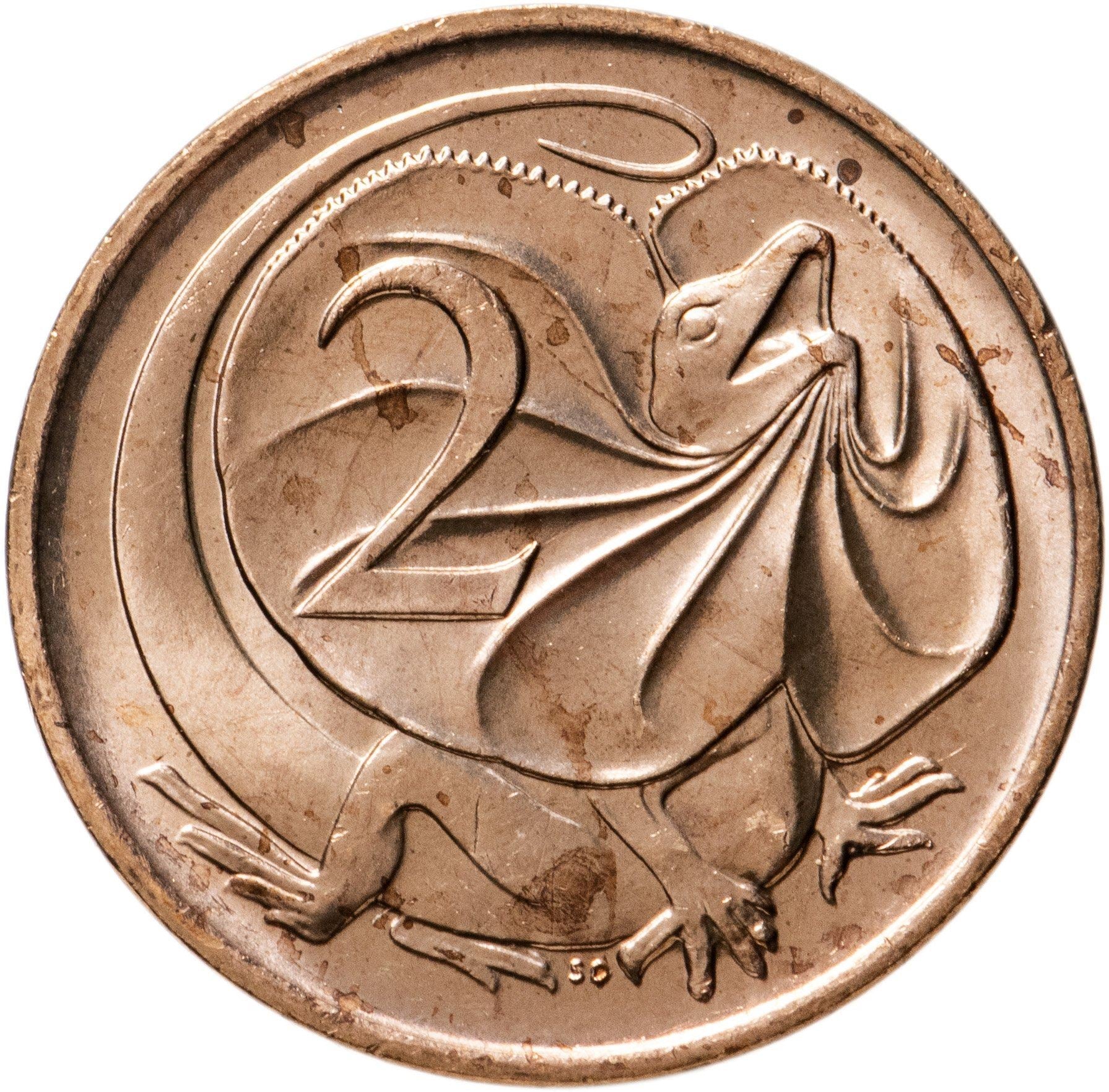 Australia Coin | 2 Cents | Elizabeth II | Frilled Neck Lizard | KM79 | 1985 - 1991