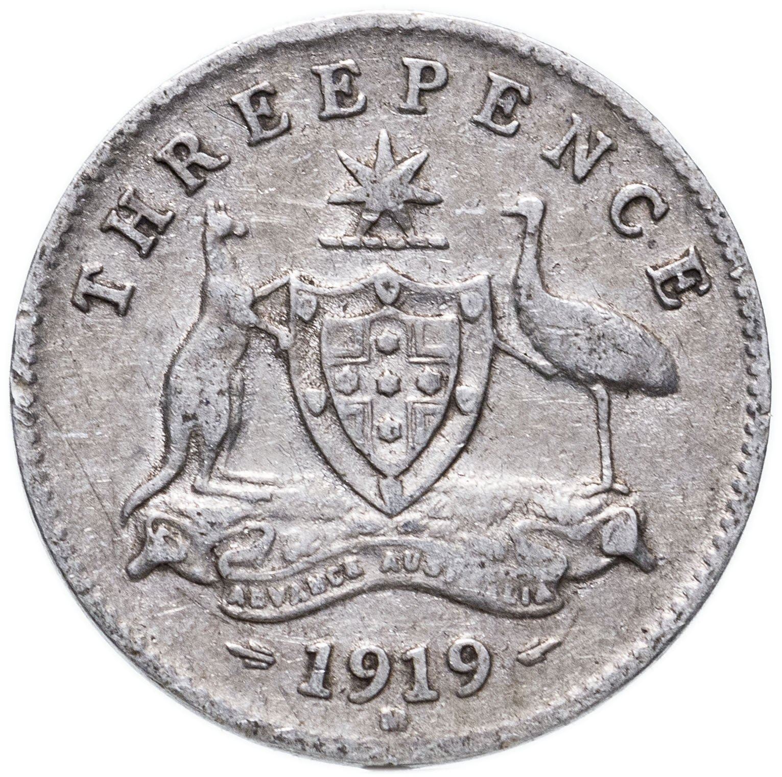 Australia Coin | 3 Pence | George V | Kangaroo | KM24 | 1911 - 1936