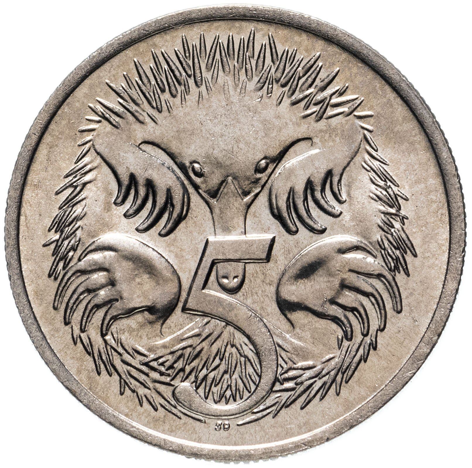 Australia Coin | 5 Cents | Elizabeth II | Short Beaked Echidna | KM64 | 1966 - 1984