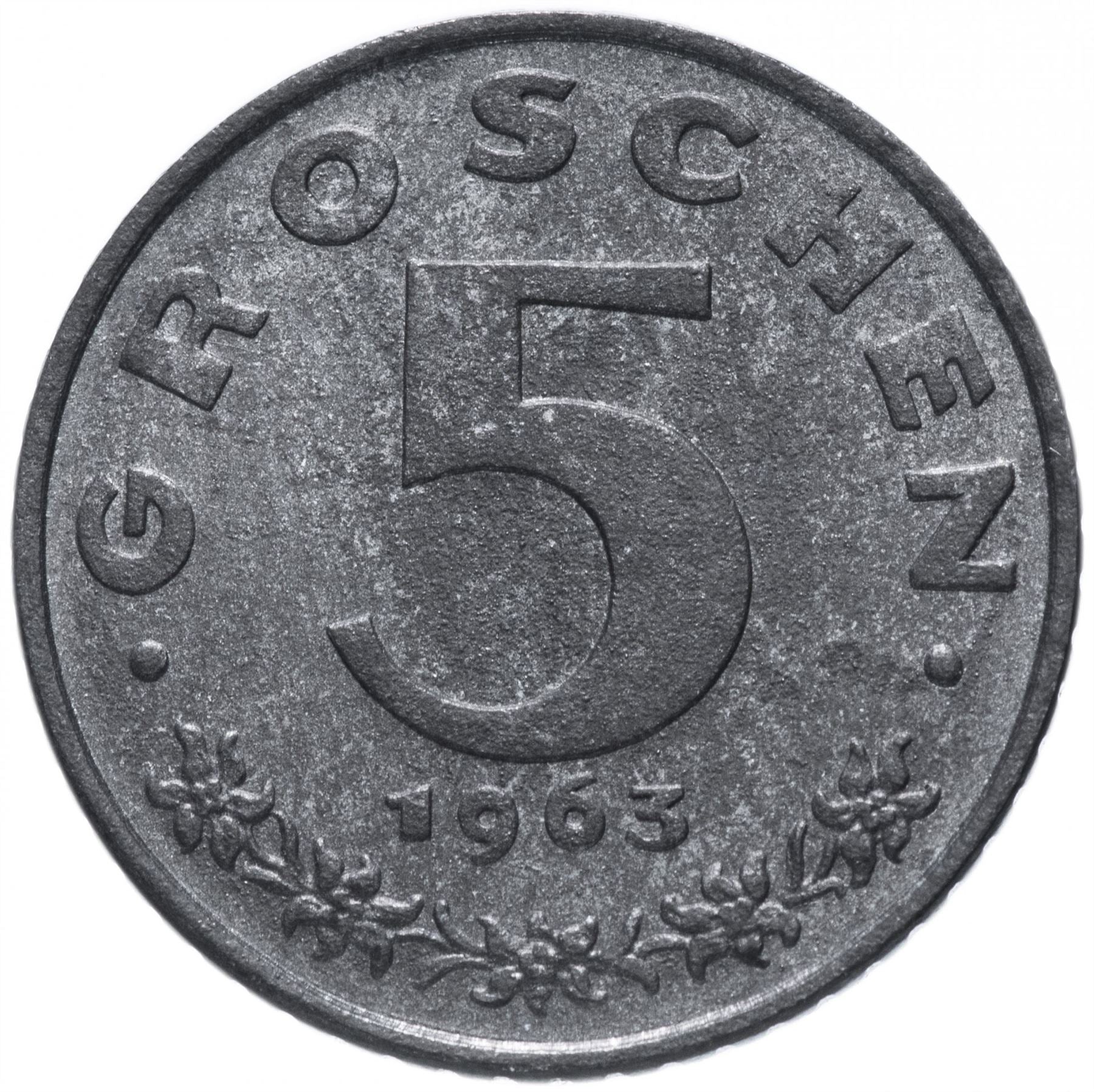 Austria 5 Groschen Coin | KM2875 | 1948 - 1994